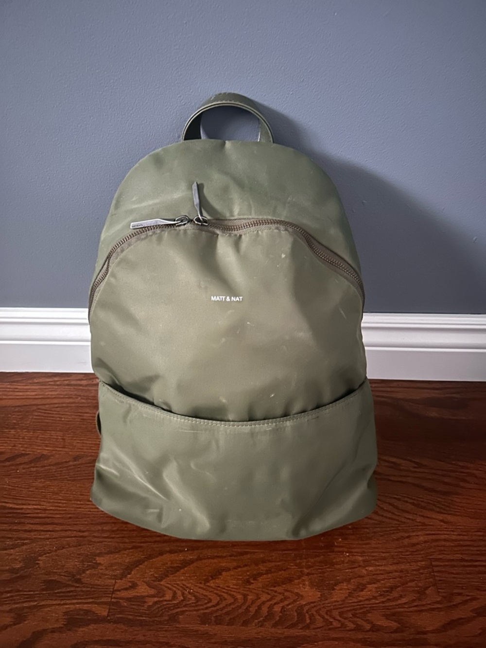 Matt & Nat Olive Backpack. Well loved, priced accordingly.